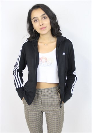 VINTAGE 90'S ADIDAS BLACK ZIP-UP SPORTS JACKET