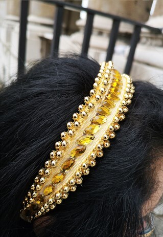 GOLD QUEEN PEARL BEADINGS MADE ZERO WASTE HAIRBAND