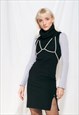 VINTAGE TOP Y2K GLITTER BLACK TURTLENECK KNIT VEST