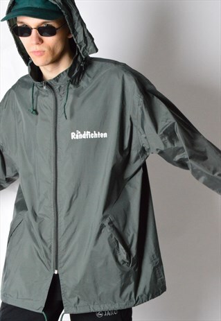 VINTAGE 90S DARK GREEN LIGHTWEIGHT RAIN COAT JACKET