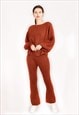 KNITTED LOUNGEWEAR SET IN CAMEL  JUMPER AND TROUSERS