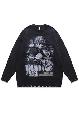 Vinland Saga sweater anime knit distressed Manga jumper