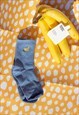 RIBBED BLUE BANANA FRUIT EMBROIDERED SOCKS