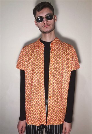 VINTAGE 60S VIBE COLORFUL GEOMETRIC PATTERNED SHIRT