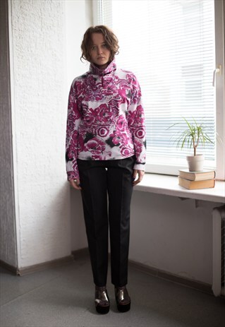VINTAGE 90'S FLOWER PRINT TURTLE NECK JUMPER