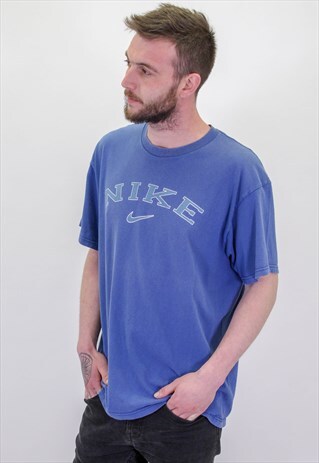 VINTAGE NIKE LOGO T-SHIRT IN BLUE XL