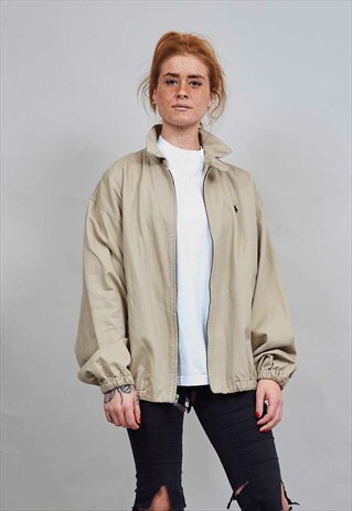 VINTAGE RALPH LAUREN BEIGE OVERSIZED BOMBER JACKET