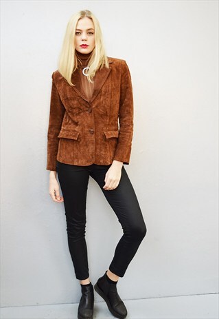 VINTAGE 90'S GENUINE SUEDE BROWN OVERSIZED TRENCH JACKET