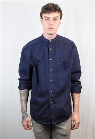 NAVY GRANDAD SHIRT
