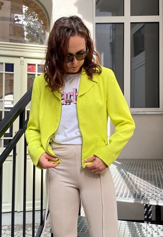Vintage 90s Lime blazer with gold ornaments on the pockets