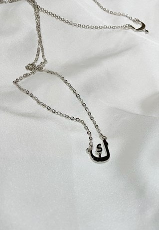 KAAF - K ARABIC INITIAL NECKLACE - SILVER 