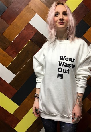 WARE WASTE OUT LONG SLEEVE WHITE SWEATSHIRT