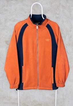 Vintage Cotton Traders Orange Fleece Jacket Zip Up Medium
