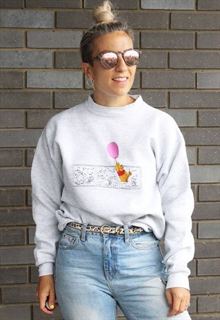 VINTAGE 1990S WINNE THE POOH GREY MARL SWEATSHIRT