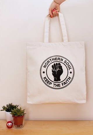 NORTHERN SOUL TOTE - COTTON CANVAS SHOPPER BAG ECO FRIENDLY
