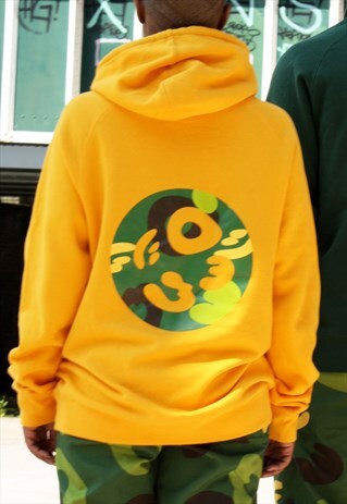 PULLOVER YELLOW HOODIE JUMBO BACK PRINT CAMOUFLAGE LOGO