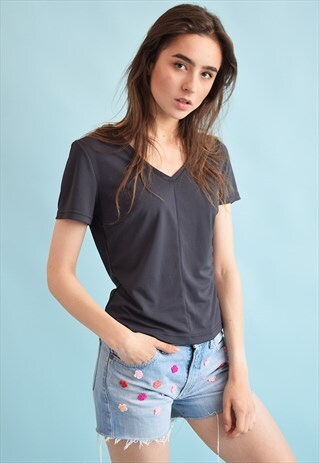 90'S RETRO GRUNGE GREY MINIMALIST MOMS TOP