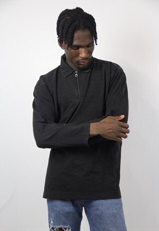 VINTAGE BLACK 1/4 ZIP POLO SHIRT