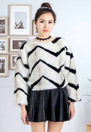 STRIPED FAUX FUR TOP