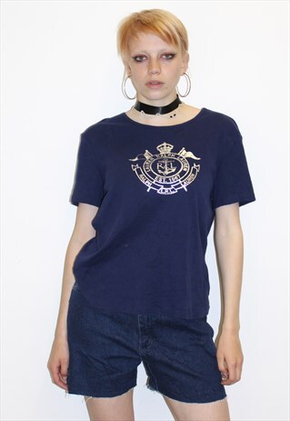 90S VINTAGE RALPH LAUREN TSHIRT HIPSTER METALLIC SILVER LOGO
