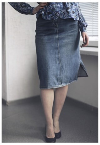 VINTAGE 80'S BLUE MIDI DENIM SKIRT