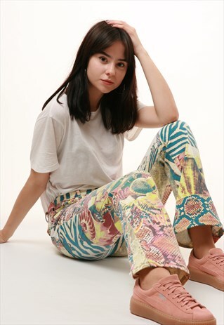 90S VINTAGE ROBERTO CAVALLI CRAZY FLORAL TROUSERS 848
