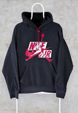 Nike Air Jordan Black Hoodie Spell Out Big Logo Men's XS
