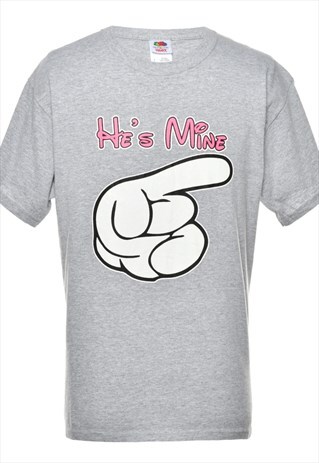 Vintage He's Mine Printed T-shirt - L