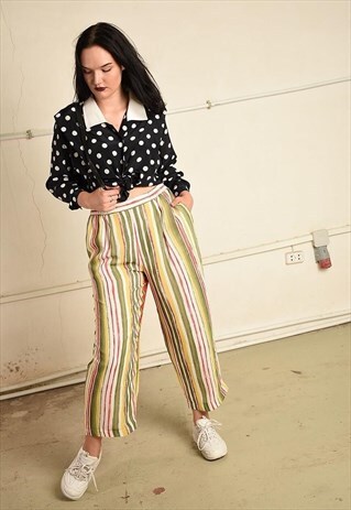 VINTAGE 90'S RETRO STRIPED FESTIVAL LOOSE TROUSERS