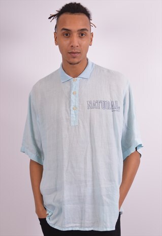 ARMANI JEANS MENS VINTAGE POLO SHIRT XL BLUE 90S