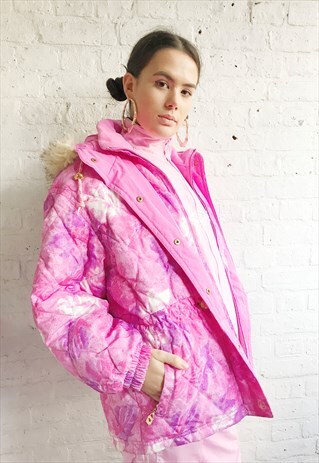 SATIN PADDED SKI JACKET/PUFFER COAT (1990'S/WOMEN'S)