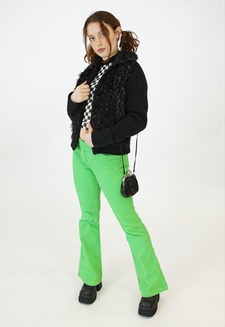 VINTAGE 90S GREEN Y2K FLARED JEANS BOOTLEG TROUSERS