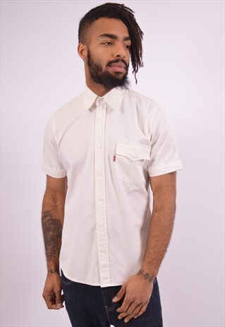LEVI'S MENS VINTAGE SHIRT MEDIUM WHITE 90S