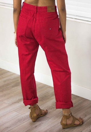 VINTAGE TOMMY HILFIGER JEANS RED LOGO HIGHWAISTED 90S 19.8