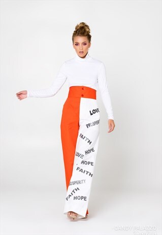 TONE ORANGE AND WHITE SUBLIMATION PRINT PALAZZO