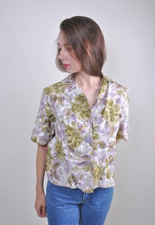 70S FLORAL PRINT VINTAGE WOMEN BLOUSE
