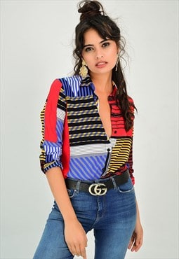 Multicolor striped woen shirt