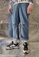 Heart logo jeans high waist love denim overalls in blue