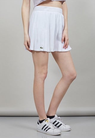 VINTAGE 90'S HIGH WAISTED WHITE PLEATED LACOSTE TENNIS SKIRT
