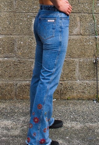 VINTAGE 90S CALVIN KLEIN EMBROIDERED BOHO JEANS