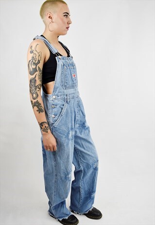 OLD SCHOOL 90S FESTIVAL READY REVOLT BLEACHED DUNGAREES