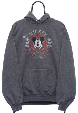 Vintage Disney Mickey Mouse Graphic Grey Hoodie Mens