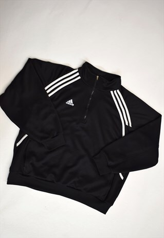 VINTAGE 90S ADIDAS BLACK 3/4 ZIP SWEATSHIRT