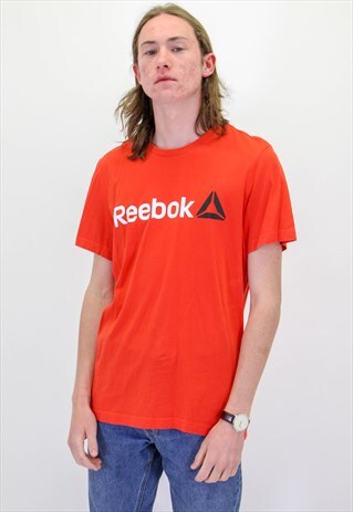 VINTAGE REEBOK LOGO LONG SLEEVE T-SHIRT IN RED LARGE