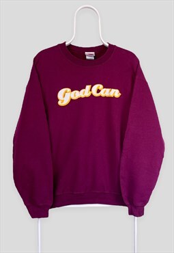 Vintage Burgundy Sweatshirt God Can Spell Out Graphic Medium