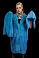 NEON FAUX FUR LONG COAT HOODED TRENCH BRIGHT RAVER BOMBER