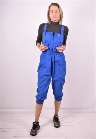 ADIDAS WOMENS VINTAGE DUNGAREES LARGE BLUE 90'S