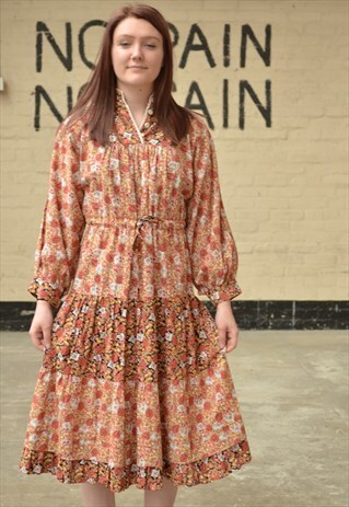 VINTAGE 70S FLORAL FOLK DRESS