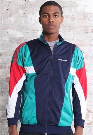 VINTAGE ADIDAS LOGO TRACK JACKET BLUE WHITE RED