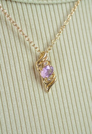 VINTAGE LILAC STONE PENDANT NECKLACE